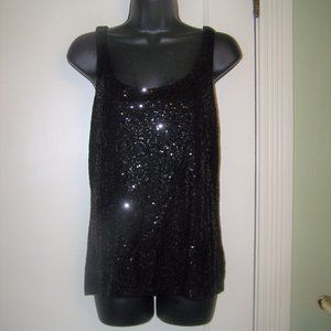 Talbots Sequins Tank Top Black M Party NWT